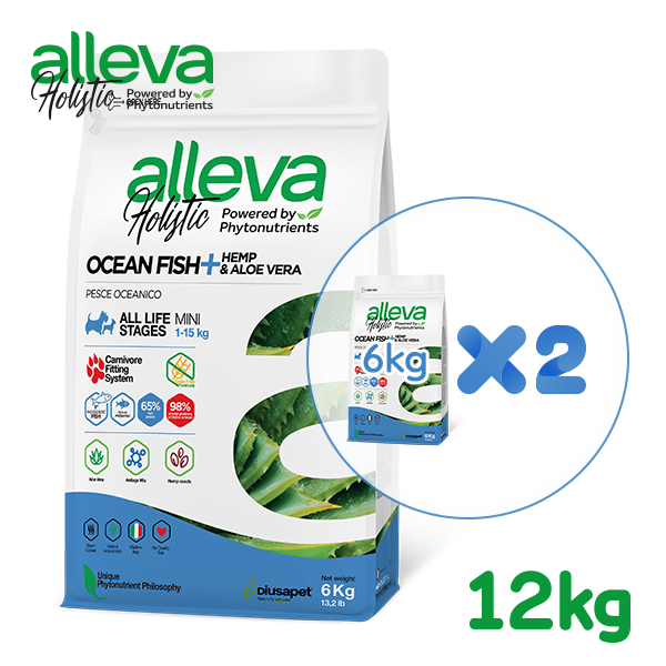 (전연령 소형견)알레바 홀리스틱 피쉬 + 햄프 & 알로에 베라 미니 12kg(6kg+6kg)